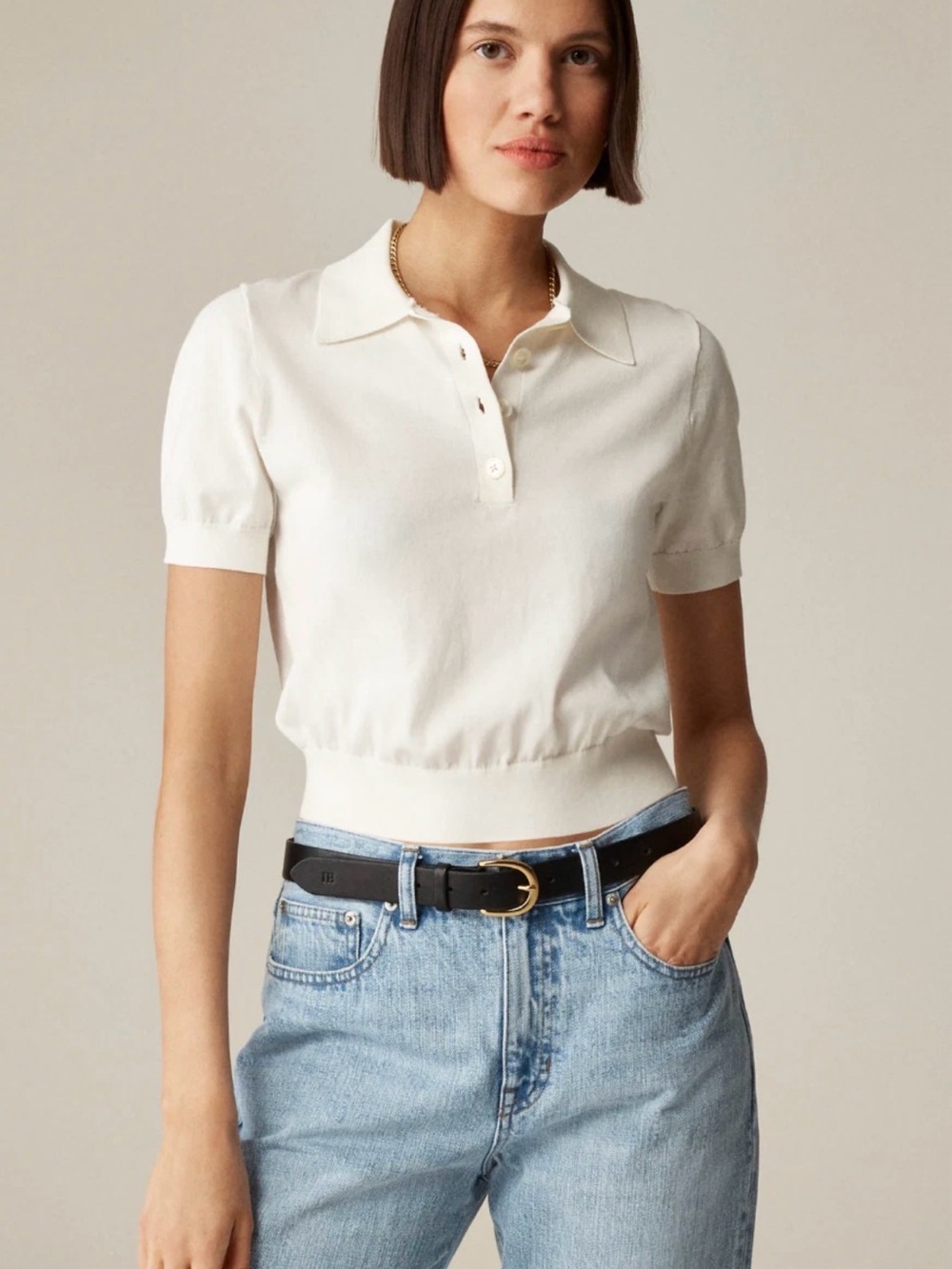 J. Crew Short-sleeve sweater-polo in premium ultra-fine cotton - Picture 2 of 4